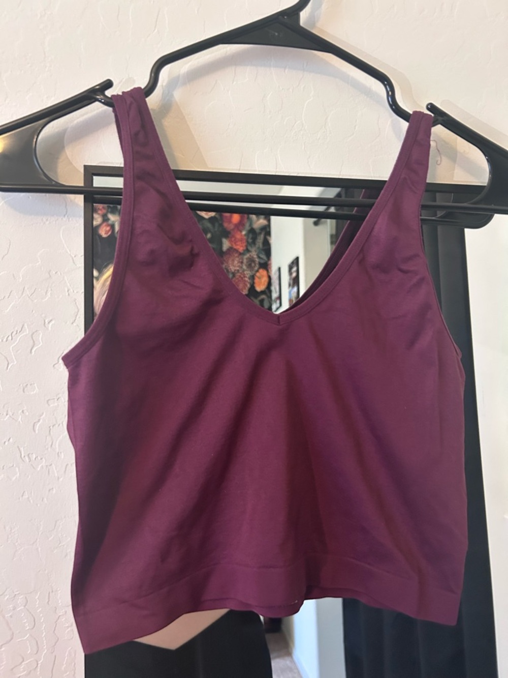 Abound V-Neck Crop Tank Top - Burgundy Plum